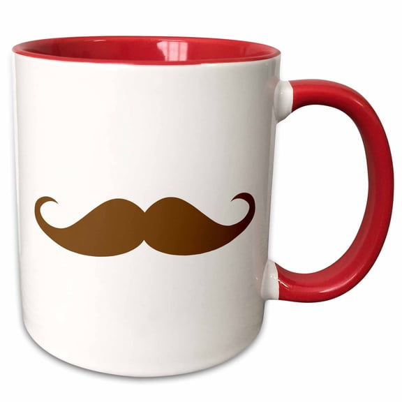 3drose, Brown Mustache Hipster Retro Humor, 11oz Two-tone Red Mug