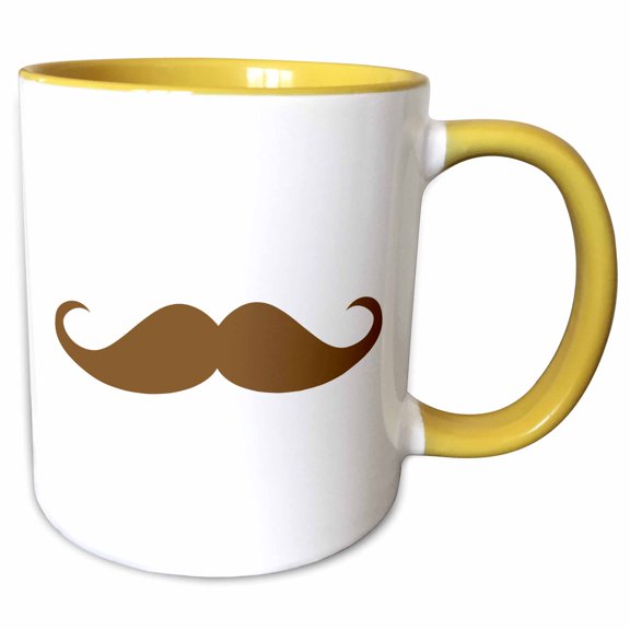 Brown Mustache Hipster Retro Humor, 11oz Two-Tone Yellow Mug