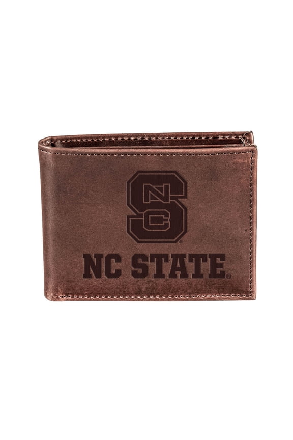 Brown NC State Wolfpack Bi-Fold Leather Wallet