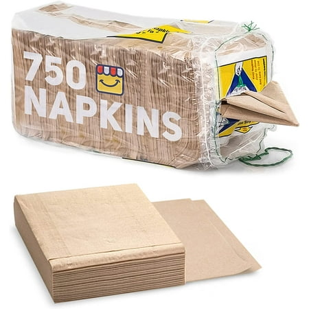 Brown Napkins, 750 Count, Natural & Rustic Kraft Paper Napkins - Eco-Conscious Napkins