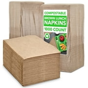 Brown Napkins Disposable, Paper Napkins Everyday 1000 Count, Compostable, Biodegradable, Eco-Friendly, Tan Napkins Bulk for Commercial Restaurants, Dinner Parties, Crafts