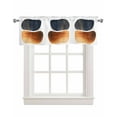 thumbnail image 1 of Brown Navy Blue Art Kitchen Valances for Windows Farmhouse Linen Window Valance Curtain for Living Room Window Treatment Modern Art Geometric Splashing Valance Rod Pocket Topper Drape, 42 x 12 Inch, 1 of 6