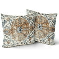 thumbnail image 1 of Brown Navy Blue Ethnic Boho Pillow Covers 16X16 In Bohemian Carpet Vintage Black Tan Floral Decorative Couch Pillow Cases with Zipper Set of 2 Home Decor for Living Room Bedroom Bed Cushion Outdoor, 1 of 6