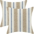 thumbnail image 1 of Brown Navy Blue Outdoor Pillow Covers 20 x 20 Inch, Beige Polka Dots Stripe Decor Throw Pillows for Couch Bed, Boho Modern Farmhouse Decorative Pillowcase Linen Cushion Cover Set of 2, 1 of 6