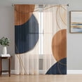 thumbnail image 1 of Brown Navy Blue Sheer Curtains 72 Inch Length 2 Panels Set, Modern Abstract Art Geometric Voile Window Treatment Rod Pocket Curtains Sheers Drapes for Bedroom/Living Room/Kitchen 52"x72"x2, 1 of 7