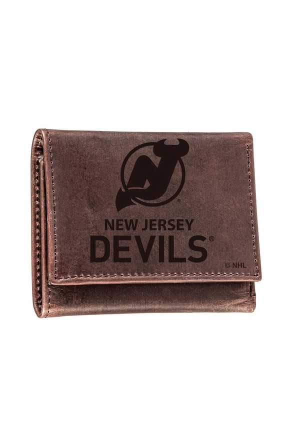 Brown New Jersey Devils Leather Tri-Fold Wallet
