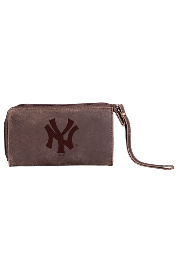 Brown New York Yankees Cell Phone Wristlet Wallet