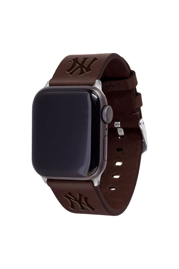 Brown New York Yankees Leather Apple Watch Band