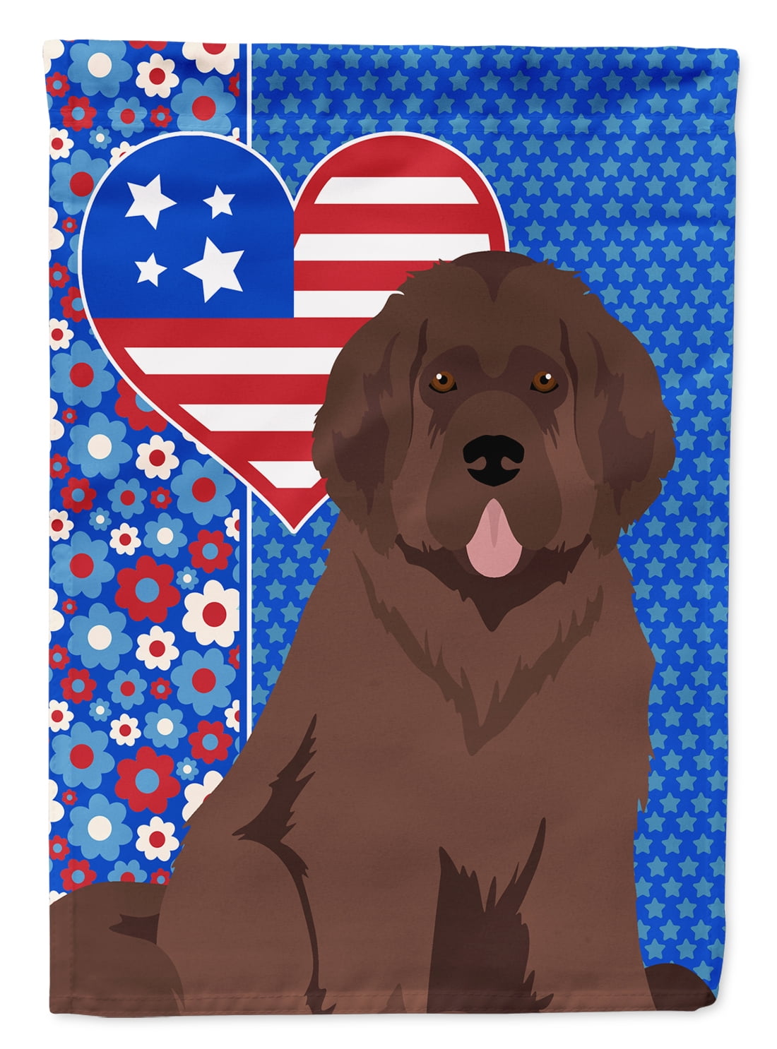 Brown Newfoundland USA American Flag Canvas House Size 28 in x 40 in