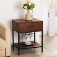 thumbnail image 1 of Brown Nightstand Modern End Table Side Table with Drawer and Storage Shelf Wood Night Stand Bedside Table, 1 of 5