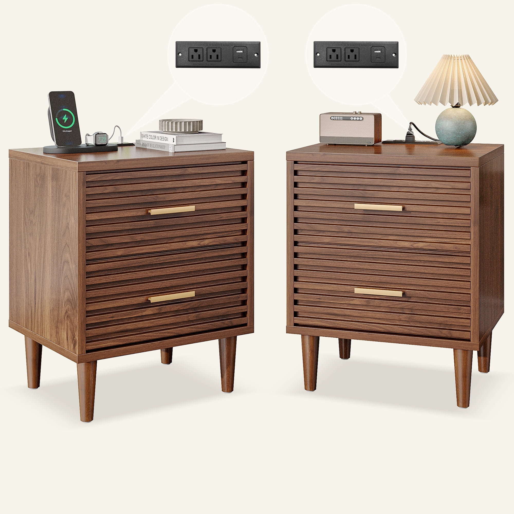 Brown Nightstand Set Of 2