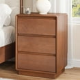 thumbnail image 1 of Brown Nightstand with 3 Drawers, Modern Bedside Table Solid Wood Storage Cabinet for Bedroom, Sofa Table for Living Room, 1 of 8