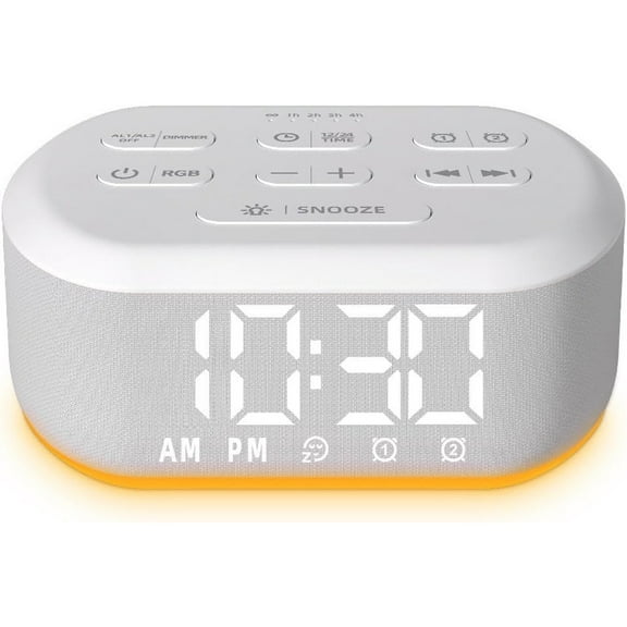 Brown Noise Machine Small Digital Alarm Clock Sound Machine for Bedrooms White Noise Machine Night Light Plug in Desk Clock with 30 Wake up Sounds ClockSnooze 32 Levels Volume