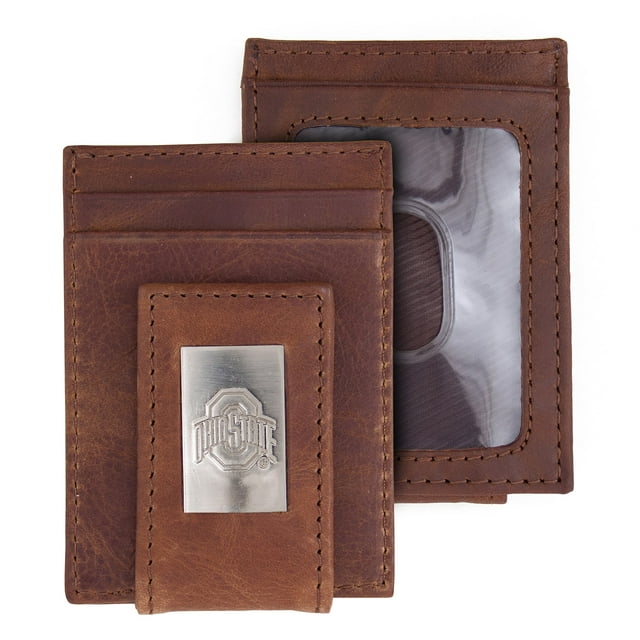 Brown Ohio State Buckeyes Leather Front Pocket Wallet