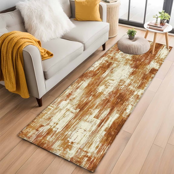 Brown Ombre 2'x6' Runner Rugs for Hallway Kitchen Bedside Non Slip Washable, Gradient Abstract Art Vintage Entryway Rug Runners with Rubber Backing, Long Carpet Runner for Laundry Room