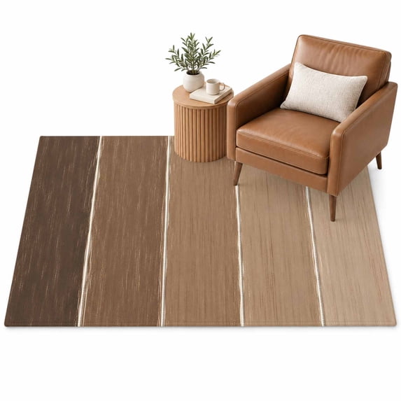 Brown Ombre Area Rug 2.7'x5', Golden Brown Tan Wood Grain Stripes ...