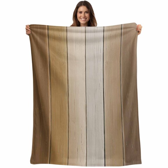 Brown Ombre Blanket Soft Cozy Warm Throw Blanket for Couch, Plush Fuzzy Flannel Fleece Blankets for Sofa, Vintage Country Wooden Bed Blankets Lightweight Gifts for Women, 50"x60"