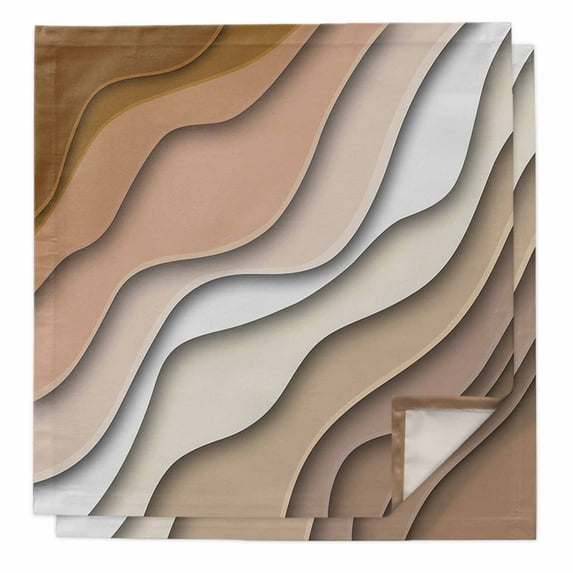 Brown Ombre Cloth Napkins Washable Set of 2, Modern Geometric Abstract Aesthetic Cream Reusable Dinner Table Napkins Cloth Bulk for Weddings Kitchen Restaurants Hotel Events Parties 20 x 20 Inch