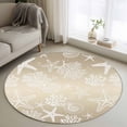 thumbnail image 1 of Brown Ombre Coastal Round Area Rug 3Ft Washable Small Circle Rugs for Kitchen Entryway, Sea Nautical Summer Beach Starfish Coral Non-Slip Carpet Floor Mats Indoor Outdoor Carpet Runner Home Decor, 1 of 8