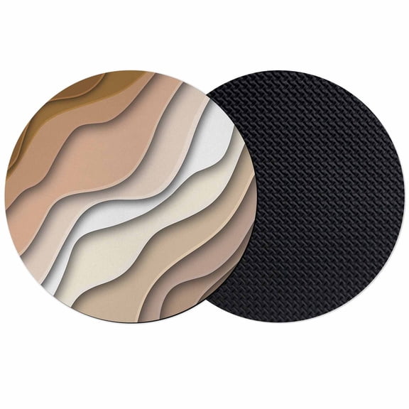 Brown Ombre Coasters Set of 2, Soft Absorbent Coasters for Drinks, Modern Geometric Abstract Aesthetic Cream Non-Slip Cup Coaster Mat with Rubber Bottom for Home Kitchen Coffee Bar Table Decor 4"