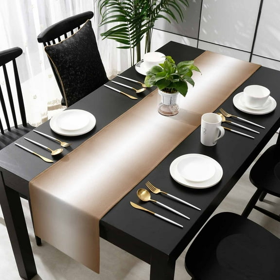 Brown Ombre Cotton Linen Table Runner 18 x 72 inch Modern Gradient Art Abstract Non-slip Rectangular Dining Table Decor for Wedding Party Holiday Dinner