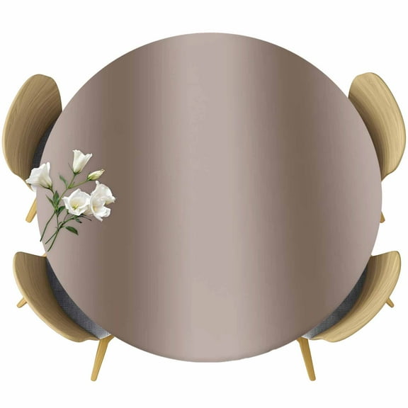 Brown Ombre Fitted Tablecloth with Elastic Edged, Round Table Cloth for Dining Table, Modern Abstract Art Farmhouse Gradient Waterproof Oil Proof Table Cover for Indoor Outdoor 36"-44"