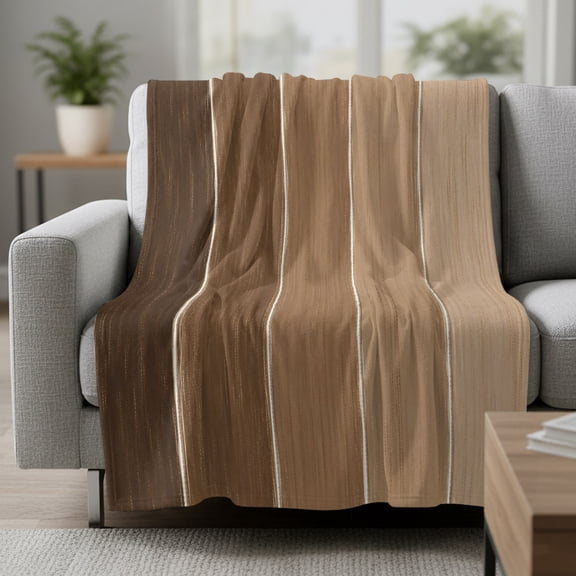 Brown Ombre Fleece Blanket, Golden Brown Tan Wood Grain Stripes Rustic Country Ultra Soft Warm Throw Blanket Lightweight Plush Bed Blanket, Home Decor Throws for Couch Bed Sofa, 30x40 inches
