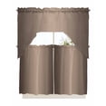 thumbnail image 1 of Brown Ombre Kitchen Curtains Swag Valance and Tier Curtains Set 36 Inch Length, Modern Gradient Abstract Art Rod Pocket Drape Panels Pair Swag Curtains for Bathroom/Cafe/Window, 1 of 6