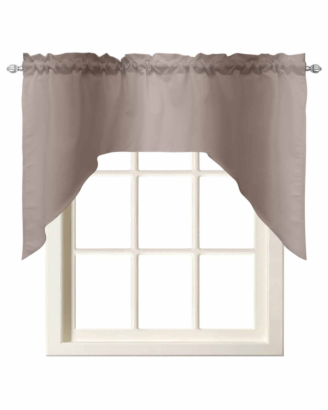 Brown Ombre Kitchen Swag Valances for Windows, Grey Modern Abstract Art ...