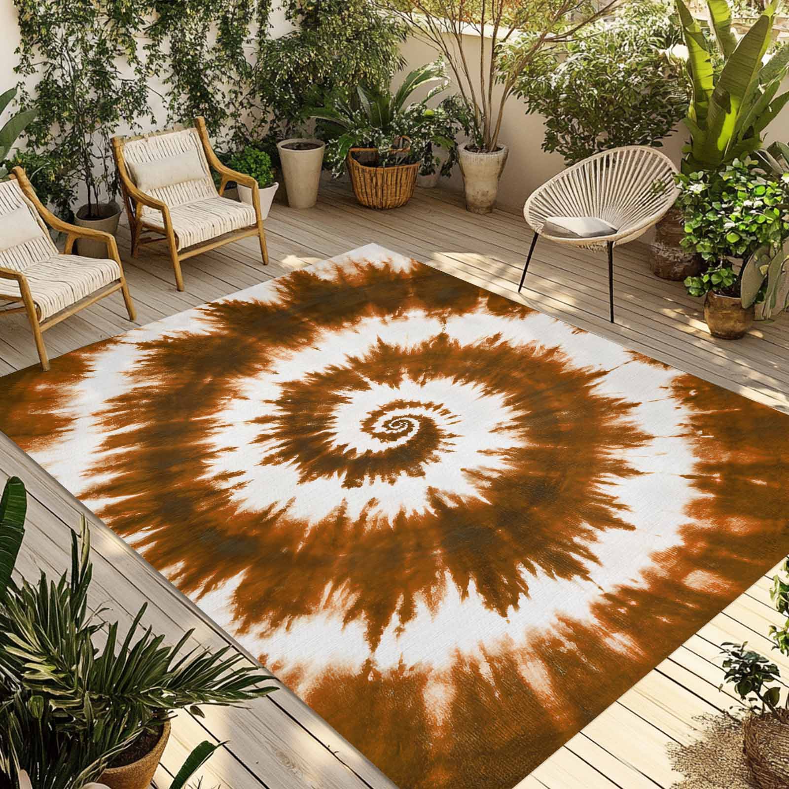 Brown Ombre Outdoor Rug 3x5 Ft - Reversible Patio Rug Outdoor Camping ...