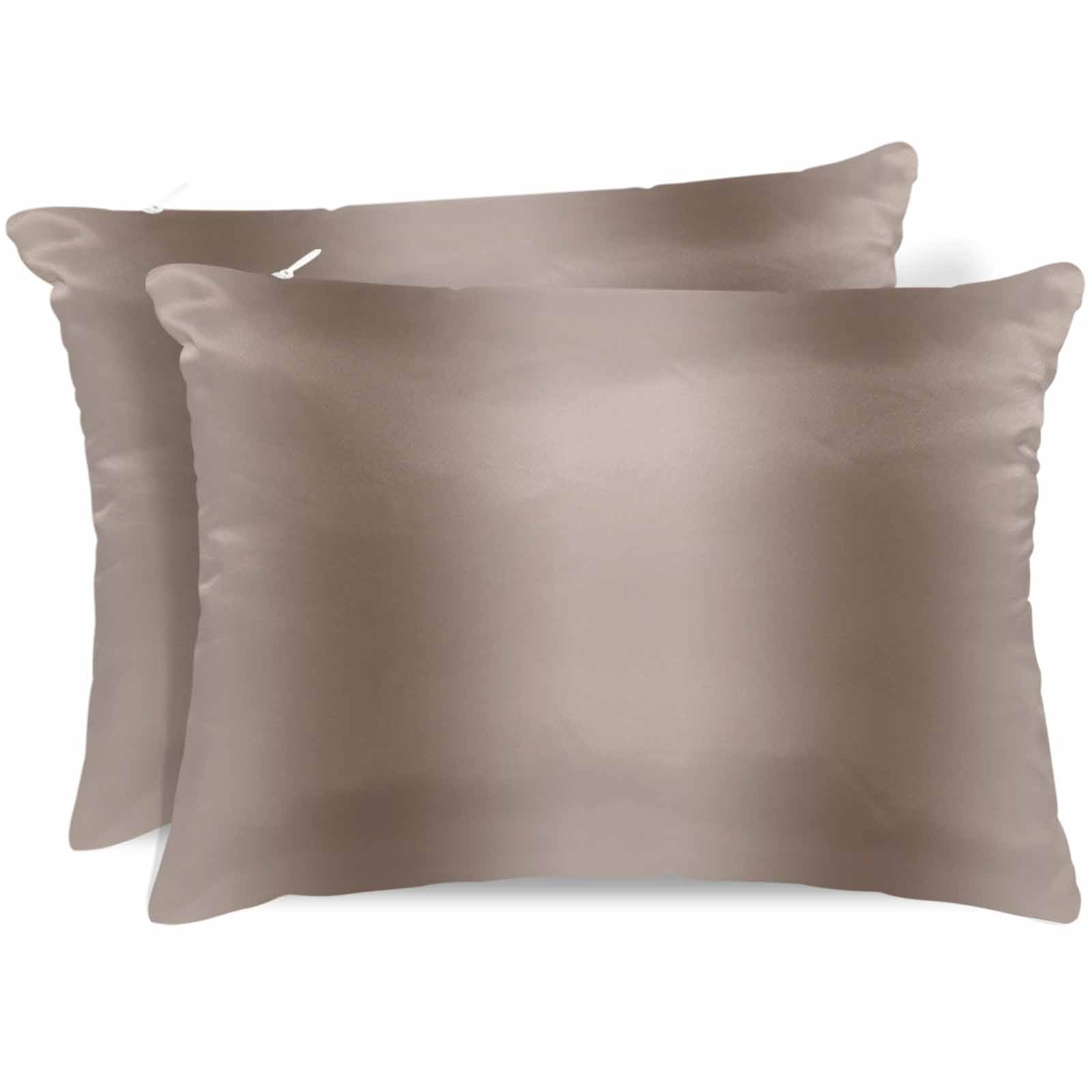 Brown Ombre Pillow Cases Queen Size Set of 2, Smooth Satin Pillowcase for Hair and Skin, Modern Abstract Art Farmhouse Gradient Decorative Cooling Bed Pillow Covers with Zipper, 20x30 Inches