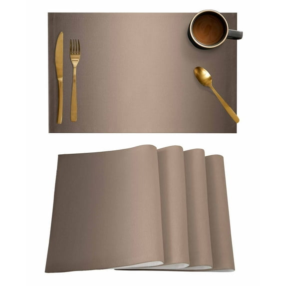 Brown Ombre Placemats Set of 6, Modern Gradient Abstract Art Placemats for Dining Table, Place Mats for Kitchen Tabletop, Waterproof Wipeable Dining Table Mats Set