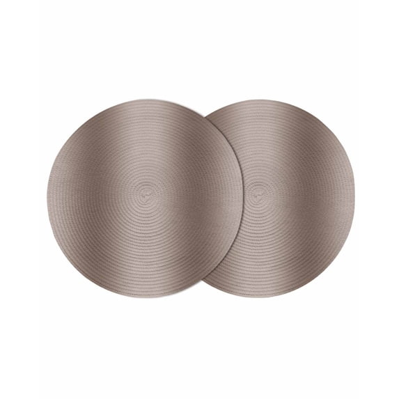 Brown Ombre Round 13 Inch Placemats Set of 2, Modern Abstract Art Farmhouse Gradient HeatResistant Non Slip Place Mats for Dining Table, Wipeable Braided Kitchen Table Mats for Housewarming