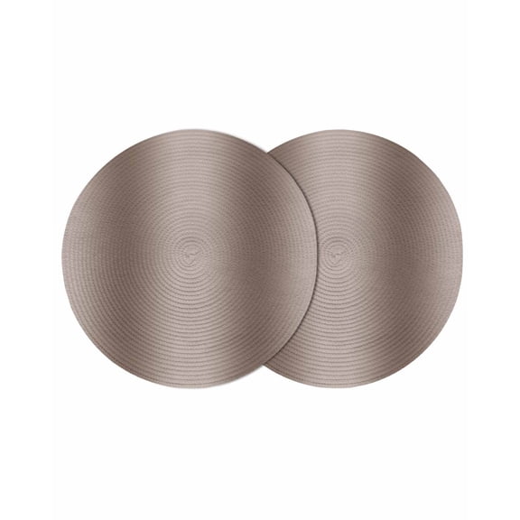 Brown Ombre Round 13 Inch Placemats Set of 2, Modern Abstract Art Farmhouse Gradient HeatResistant Non Slip Place Mats for Dining Table, Wipeable Braided Kitchen Table Mats for Housewarming
