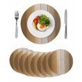 thumbnail image 1 of Brown Ombre Round 15 Inch Placemats Set of 8, Vintage Country Wooden HeatResistant Non Slip Place Mats for Dining Table, Wipeable Braided Kitchen Table Mats for Housewarming, 1 of 9