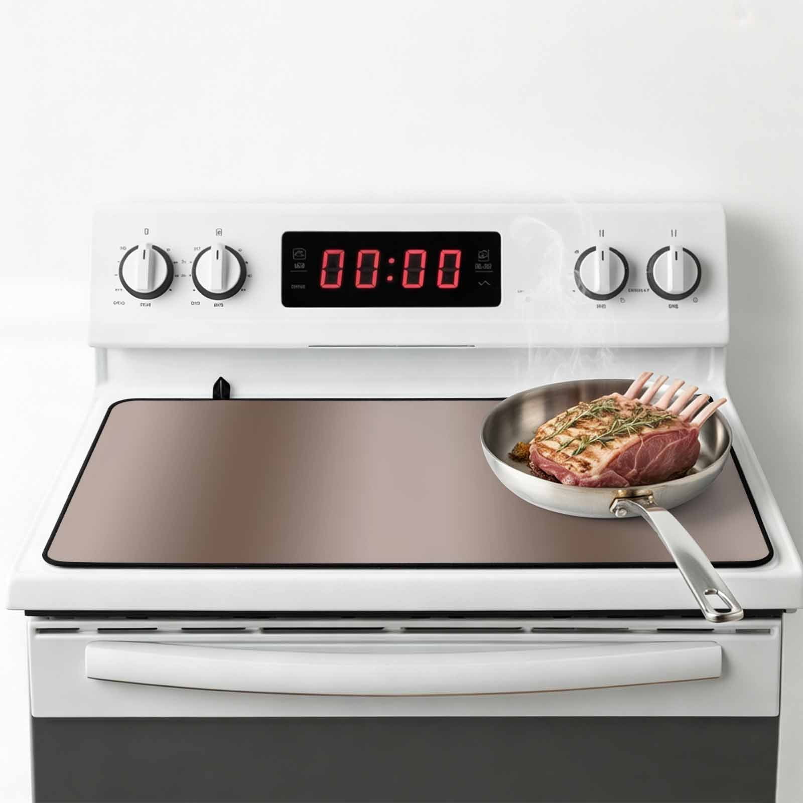 Brown Ombre Stove Top Cover for Electric Stove, Heat-proof & Non Slip Glass Top Stove Cover Protector, Modern Abstract Art Farmhouse Gradient Kitchen Flat Cooktop Rubber Mat 24x21 Inches