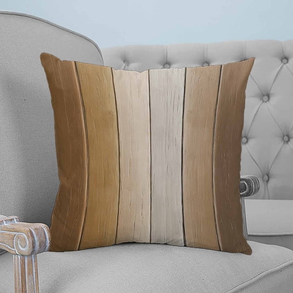 Brown Ombre Throw Pillow Covers, Soft Pillowcases with Invisible Zipper, Vintage Country Wooden Decorative Square Pillow Cushion Covers for Living Room Couch Sofa Bed 20x20 Inches