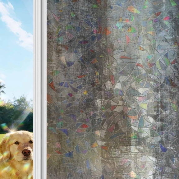 Brown Ombre Window Privacy Film Stain Glass, Reusable Decorative Rainbow Window Film, Modern Abstract Art Oil Painting Non-Adhesive Static Cling Sun Blocking Stickers Decals Covers 23.6" x 59" (2pcs)