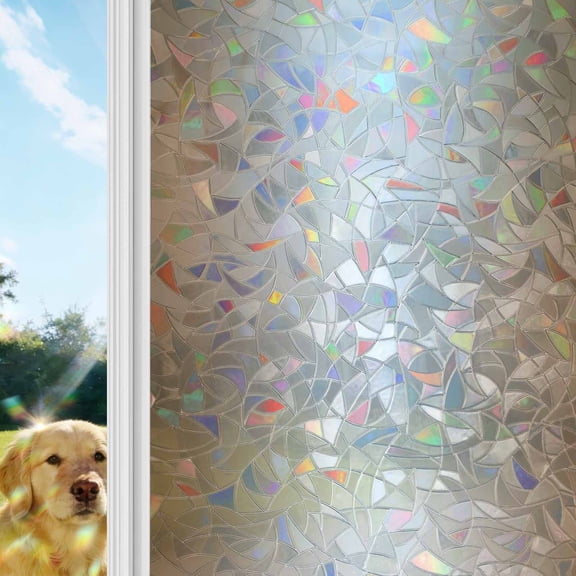 Brown Ombre Window Privacy Film Stain Glass, Reusable Decorative Rainbow Window Film, Modern Gradient Art Abstract Non-Adhesive Static Cling Sun Blocking Stickers Decals Covers 23.6" x 59" (2pcs)