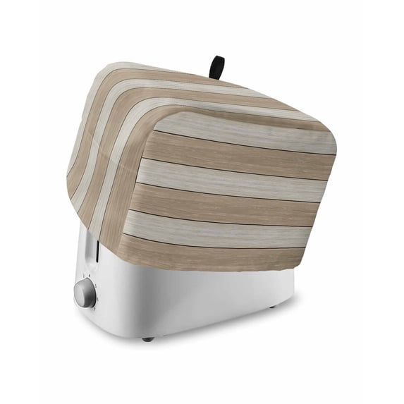 Brown Ombre Wooden Toaster Cover 4 Slice, Large Kitchen Appliance Covers, Farmhouse Retro Khaki Wood Toaster Oven Cover with Loop, Bread Machine Cover Polyester Dust Cover Protection