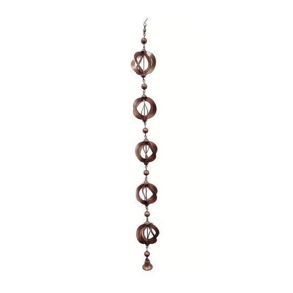 Brown One Size Iron Outdoor Hanging Rain Chain Wind Chime, Garden Decoration with Hook, Weatherproof Patio Windchime