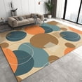thumbnail image 1 of Brown Orange Blue Geometric Area Rug, Creative Irregular Circular Pattern Non Slip Print Rugs, Easy Care Durable Carpet For Indoor Living Room Bedroom Office Decor Mat 5x6ft, 1 of 6