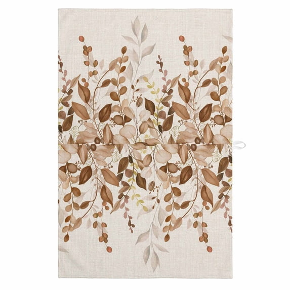 Brown Orange Eucalyptus 1 Pack Kitchen Towel, Water Absorbent Dish Towel, Farmhouse Weeping Leaves Linen Decorative Hand Towels - Quick Drying Cloth for Cooking Baking, 18x28 Inch