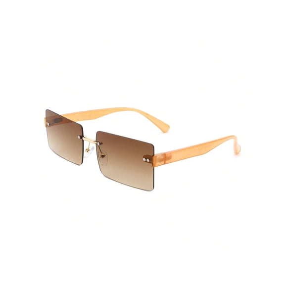 Brown-Orange Frame Sunglasses - Brown-Yellow Gradient Lens UV Protection Casual Daily Eyewear