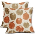 thumbnail image 1 of Brown Orange Pumpkin Fall Pillow Covers 20x20 Set of 2 Autumn Harvest Print Thanksgiving Decorative Throw Pillows Outdoor Farmhouse Cushion Case Seasonal Decor for Couch Sofa Bed, 1 of 6