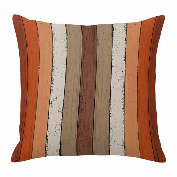 Brown Orange Striped Throw Pillow Cover Modern Vintage Wood Texture Rectangle Cotton Linen Cushion Cover Throw Pillow Case with Invisible Zipper for Couch Sofa Bed Chair Car 24x24 Inch