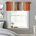 thumbnail image 1 of Brown Orange Striped Window Valance for Kitchen, Modern Vintage Wood Texture Rectangle Rod Pocket Short Curtain for Small Windows, Light Filtering Decorative Valance, 54 x 18 Inch, 1 Panel, 1 of 9