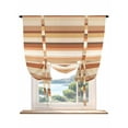 thumbnail image 1 of Brown Orange Tie Up Curtains for Windows 54 Inch Length Balloon Curtains Kitchen Adjustable Balloon Window Shade Farmhouse Abstract Ombre Striped Texture Tie Up Bathroom Curtain Window 42"x54", 1 of 6