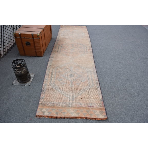 Brown Oushak Rugs, Rugs For Dining Room, Herki Rug, , Vintage Rug, Anatolian Rug, Turkish Rug, 2.9x10.9 ft Area Rugs, Aztec Kitchen Rug