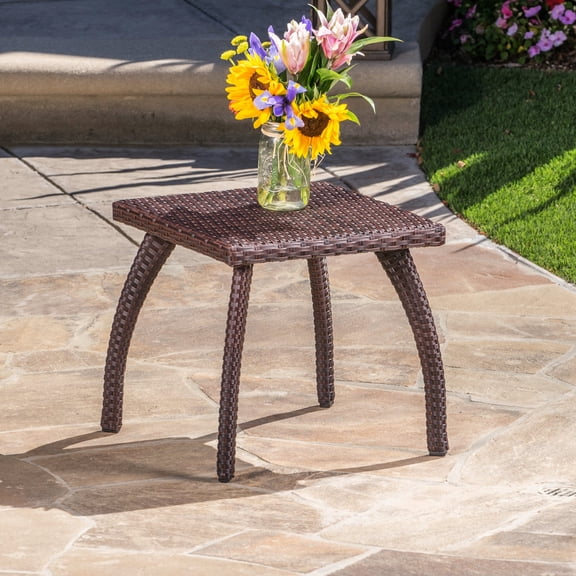 Brown Outdoor Side Table/Complement Patio Decor with Extra Space